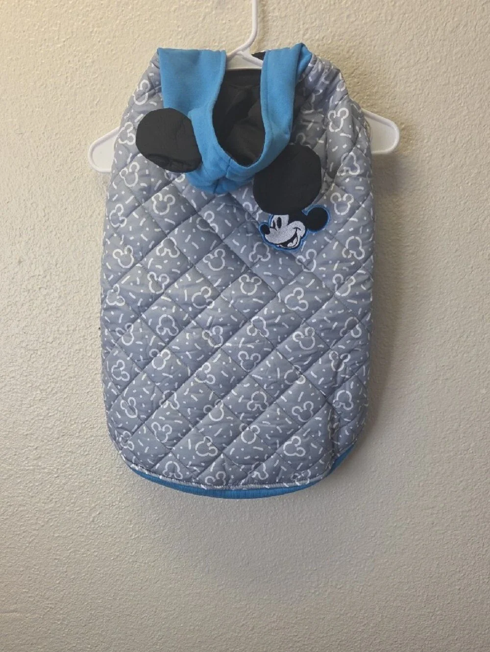 Disney Gray & Blue Mickey Quilted Pet Coat SZ XXL